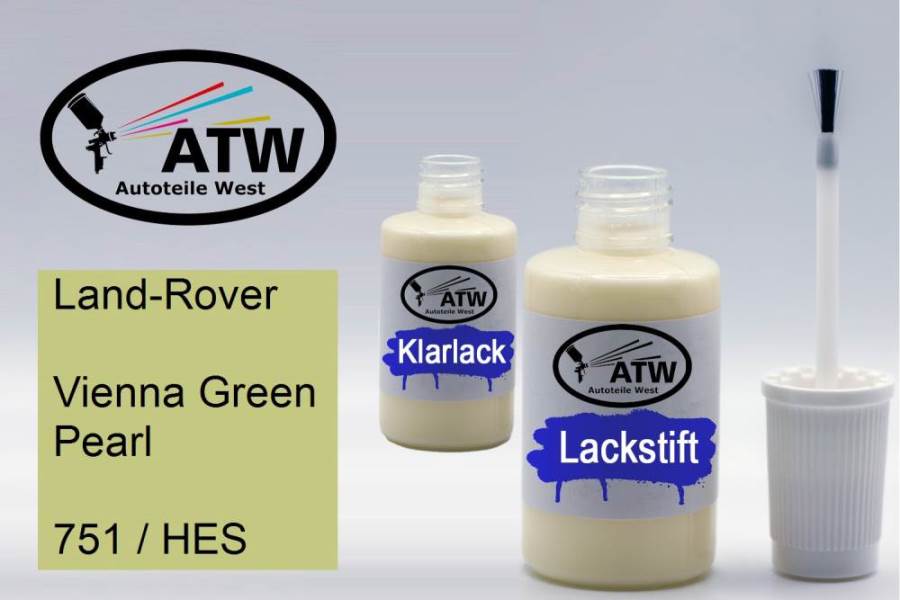 Land-Rover, Vienna Green Pearl, 751 / HES: 20ml Lackstift + 20ml Klarlack - Set, von ATW Autoteile West.